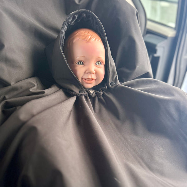 Poncho Softshell Noir & Noir + Capuchon Amovible