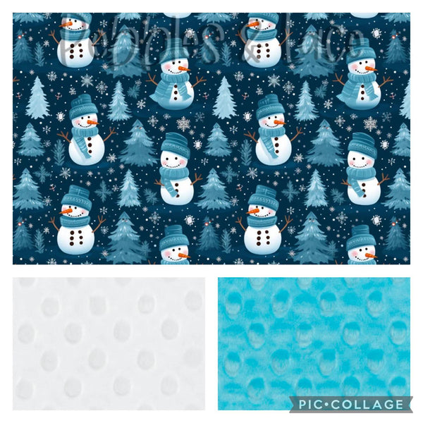 Bas De Noel Bonhomme De Neige Turquoise