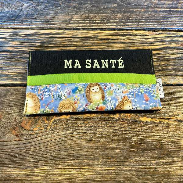 Protège Carnet Hérisson Fond Bleu
