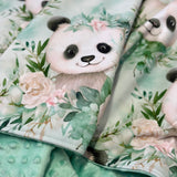Poncho Softshell Panda & fleurs + Capuchon Amovible