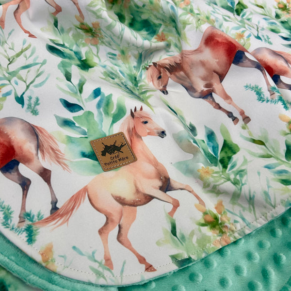 Poncho Softshell Chevaux menthe + Capuchon Amovible