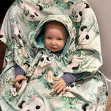 Poncho Softshell Panda & fleurs + Capuchon Amovible