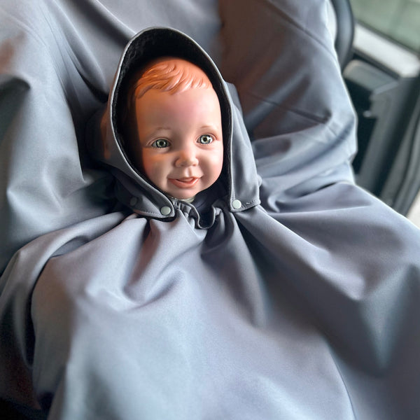 Poncho Softshell Gris & Noir + Capuchon Amovible