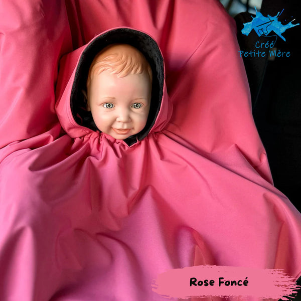 Poncho Softshell Rose & Noir + Capuchon Amovible