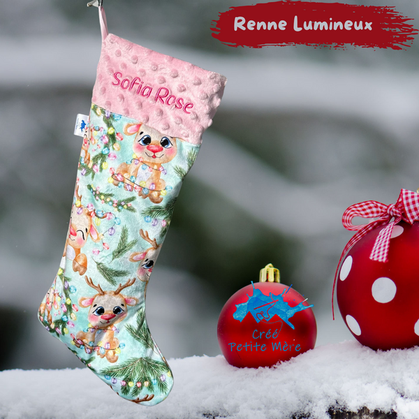 Bas De Noel Renne Lumineux