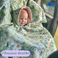 Poncho Softshell Floraison Menthe + Capuchon Amovible