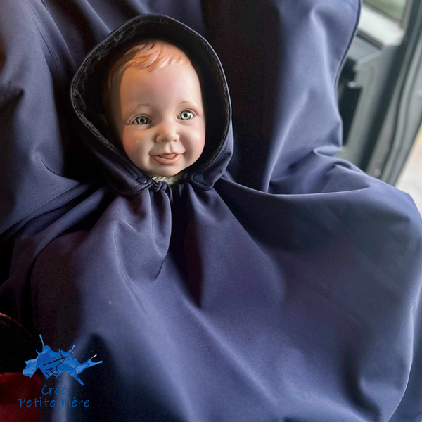 Poncho Softshell Marine/Noir + Capuchon Amovible