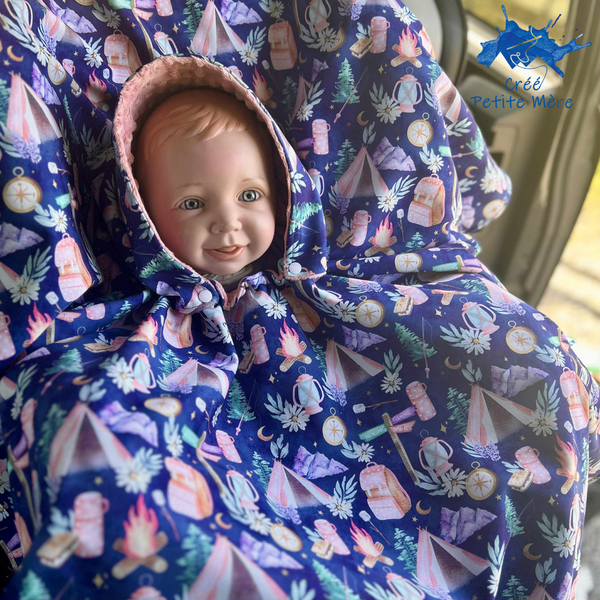 Poncho Softshell Camping Féminin + Capuchon Amovible