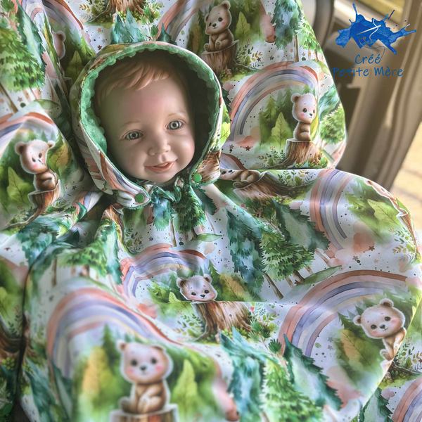 Poncho Softshell Ours Arc-en-ciel + Capuchon Amovible
