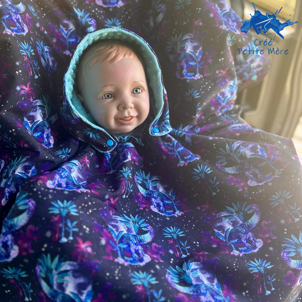Poncho Softshell Dino Palmier Aquarelle + Capuchon Amovible