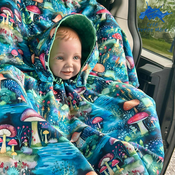 Poncho Softshell Champignon Coloré + Capuchon Amovible