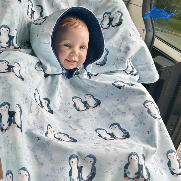 Poncho Softshell Pingouin & Ours Polaire + Capuchon Amovible