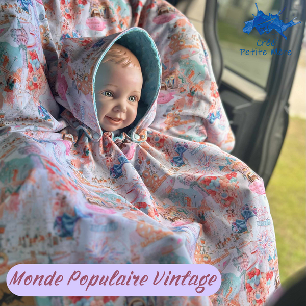 Poncho Softshell Monde Populaire Vintage + Capuchon Amovible