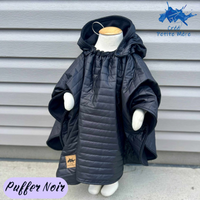 Poncho Puffer Noir & Noir (Polar) + Capuchon Amovible