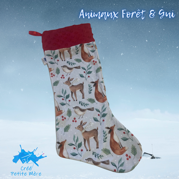 Bas De Noel Animaux Forêt & Gui