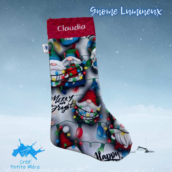 Bas De Noel Gnome Lumineux