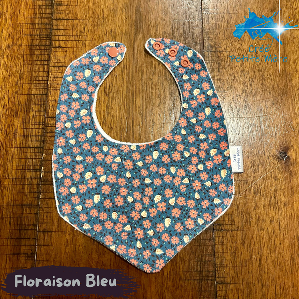 Bavoir Floraison Bleu