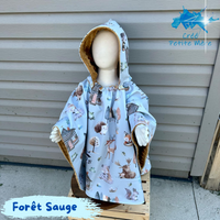Poncho Animaux Forêt Sauge