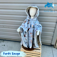 Poncho Animaux Forêt Sauge