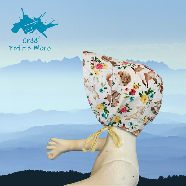 Bonnet Soleil Animaux Fleuri 6/12 Mois