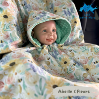 Poncho Softshell Abeille & Fleurs + Capuchon Amovible