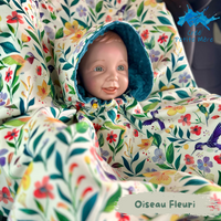 Poncho Softshell Oiseau Fleuri + Capuchon Amovible