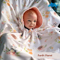Poncho Softshell Forêt Floral + Capuchon Amovible