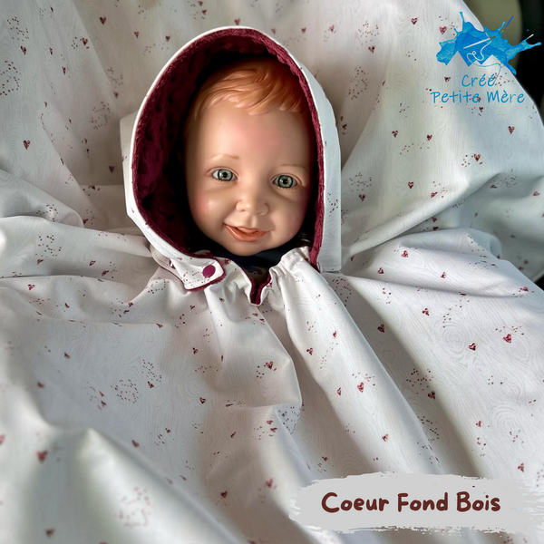 Poncho Softshell Cœur Fond Bois + Capuchon Amovible
