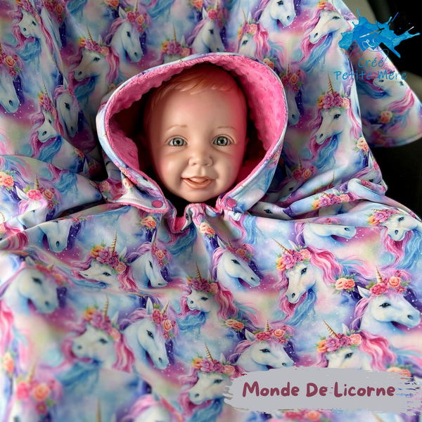 Poncho Softshell Monde De Licorne + Capuchon Amovible