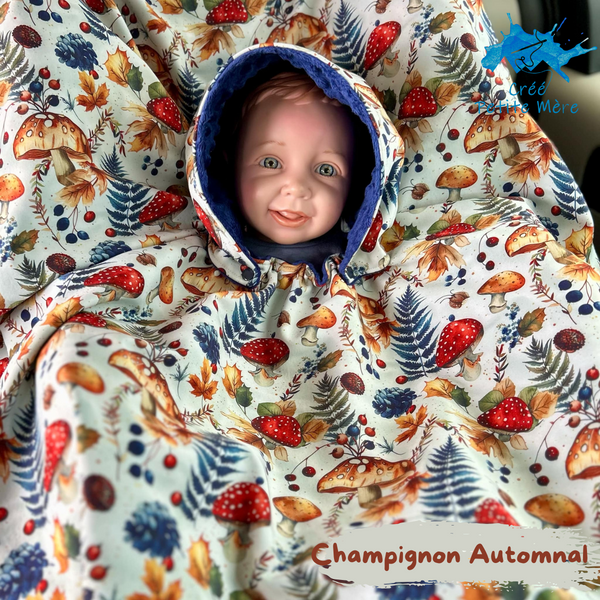 Poncho Softshell Champignon Automnal + Capuchon Amovible