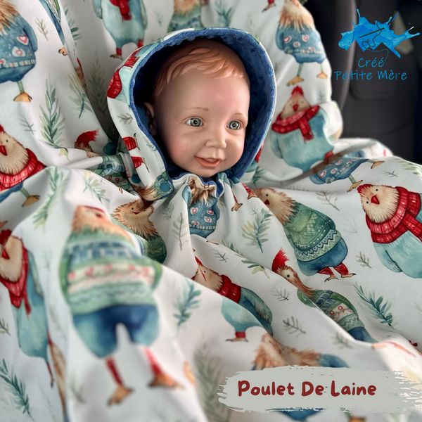 Poncho Softshell Poulet De Laine + Capuchon Amovible
