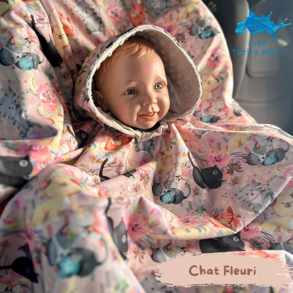 Poncho Chat Fleuri