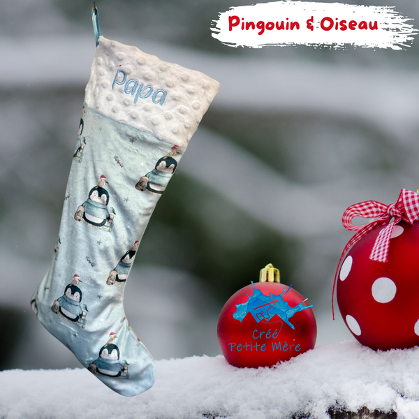 Bas De Noel Pingouin & Oiseau