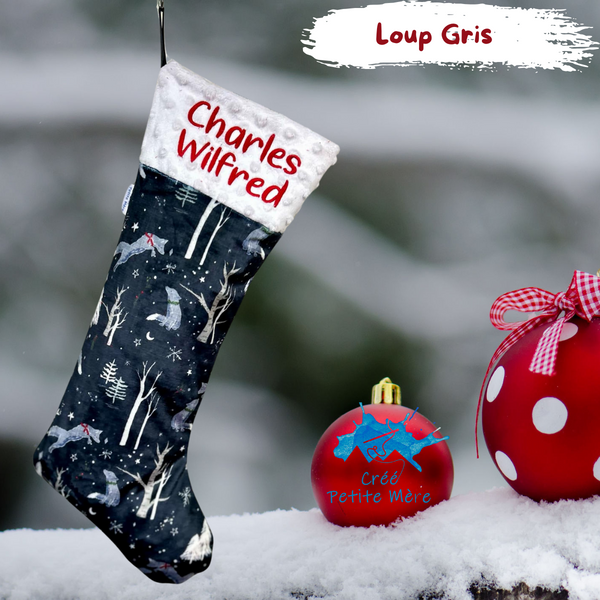Bas De Noel Loup Gris