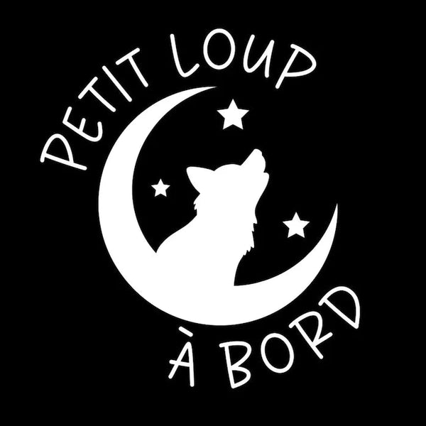 Autocollant Voiture Petit Loup à Bord