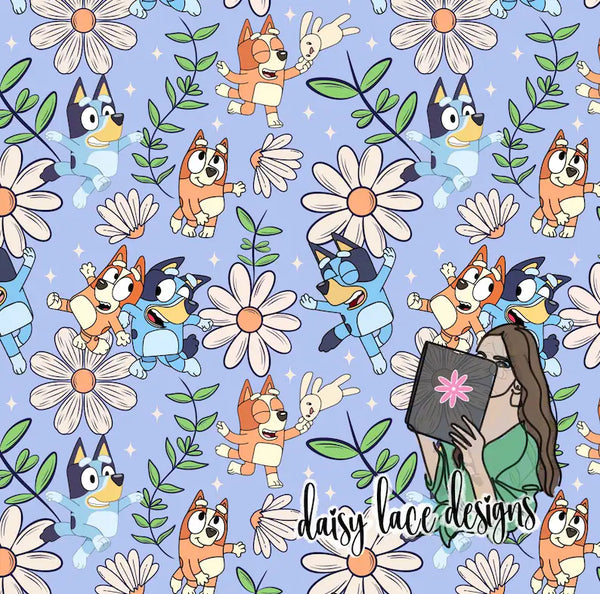 Chapeau d'Été Chien Bleu Fleuri