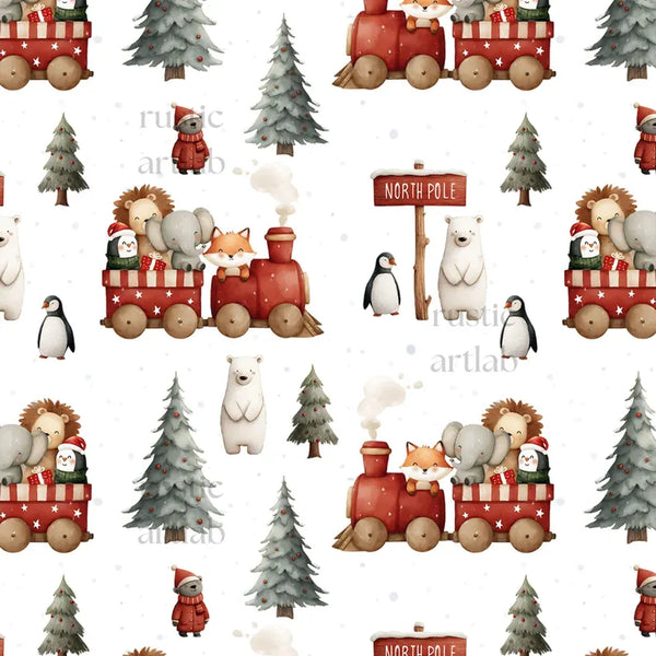 Bas De Noel Train Animaux