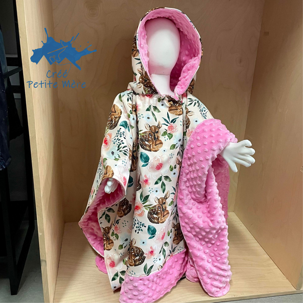 Poncho Chevreuil Fleurs roses